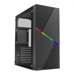 GABINETE ACTECK (AC-935715) DRACO GM450,ATX,FUENTE 500W,2*USB 2.0,RGB,CRISTAL TEMP,NEGRO - Imagen 1