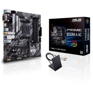 Tarjeta madre ASUS PRIME B550M-A AC, Socket AM4, 4 DDR4-SDRAM, SATA IIIx4, Dual channel, Micro ATX, 2xUSB 2.0, 4xUSB 3.2Gen 1, 1xVGA, 1xHDMI, 1xDVI-D, Wifi, Bt (PRIME B550M-A AC) - Imagen 1