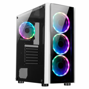 Gabinete Xzeal Xz110-1, Torre Atx, Ventana Cristal Templado, 3 Ventiladores 120mm Rgb, Blanco - Imagen 1