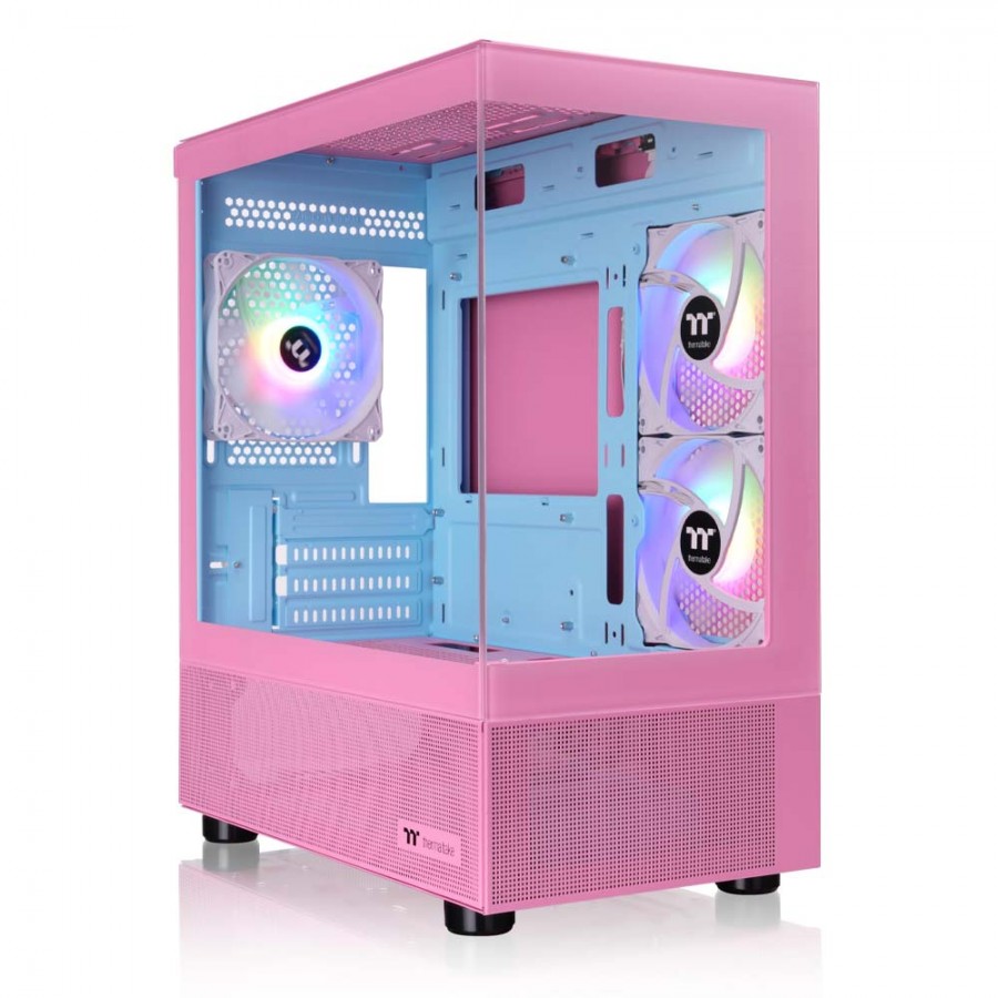 Gabinete Thermaltake View 170 Tg Argb Snow, Micro Tower, Panel De Vidrio, 3x Ventiladores, Rosa