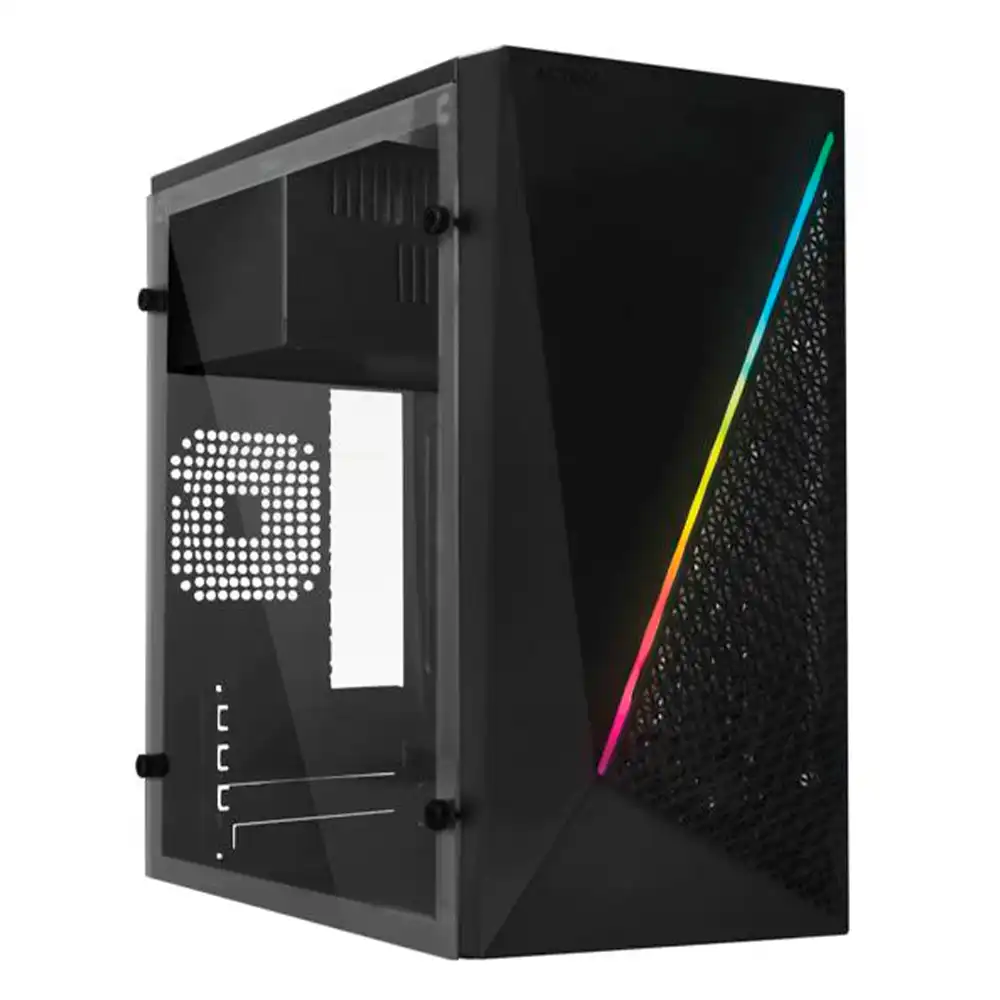Gabinete Acteck Kioto GC460, Micro Torre, Fuente 500W, RGB, Micro ATX, Mini ITX, Ventana de Acrilico, Negro, AC-933070