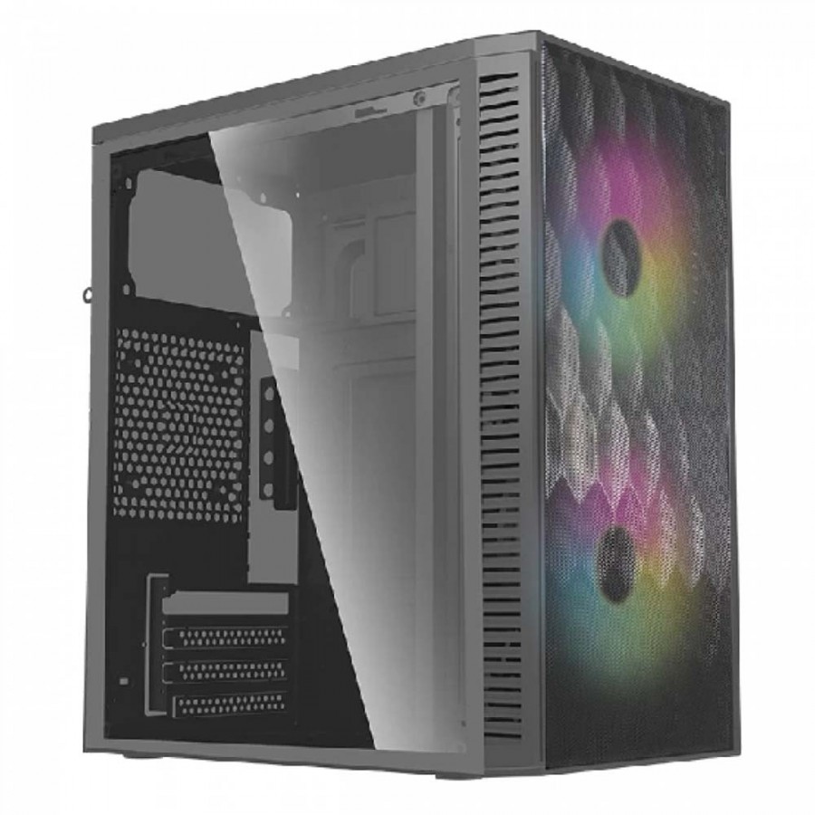Gabinete Acteck Fuji Gc47, Mini Torre, Micro Atx, Mini-atx Panel Lateral Acrilico, Panel Frontal Malla, Incluye Fuente 500w, 2x Ven. Rgb, Negro