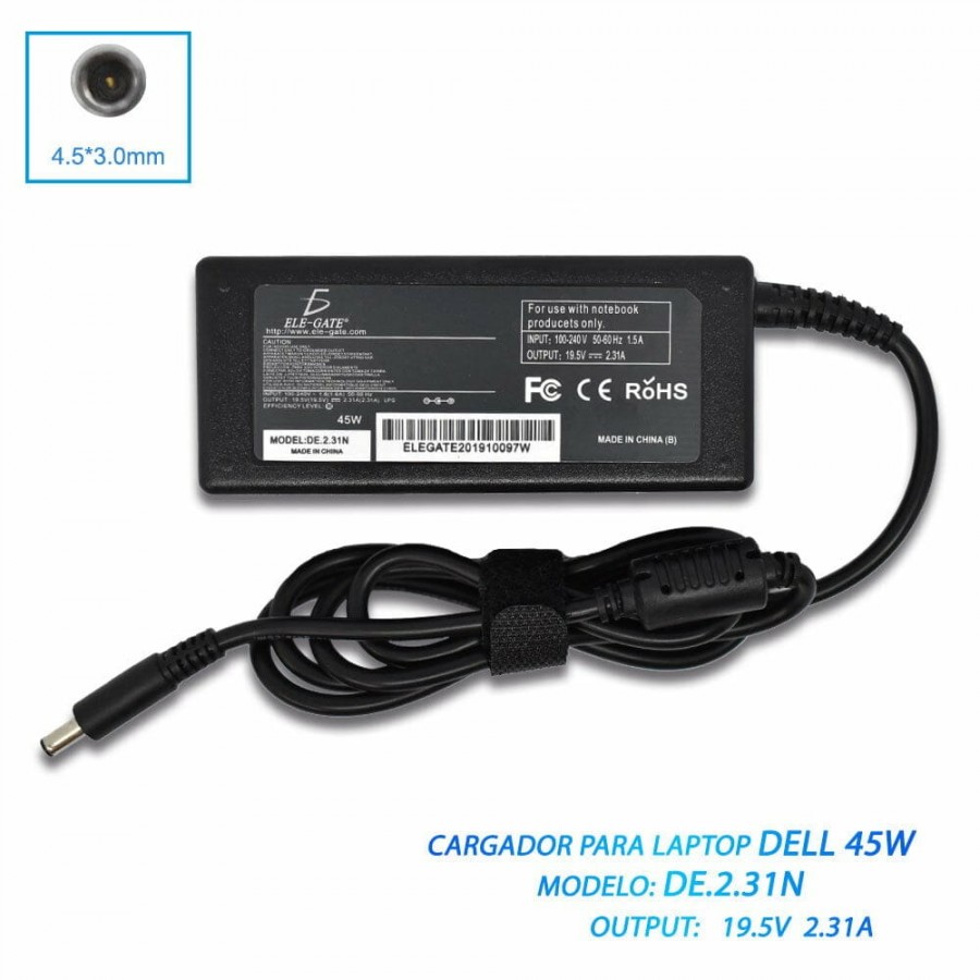 Cargador Para Laptop Tipo Dell Punta Delgada Ultra 45w 19.5v 2.31a