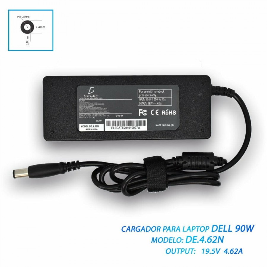 Cargador Para Laptop Tipo Dell Pin Central 90w 19.5v 4.62a