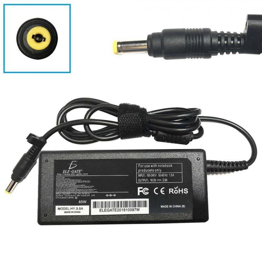Cargador Para Laptop Tipo HP Punta Amarilla 65w 18.5v 3.5a