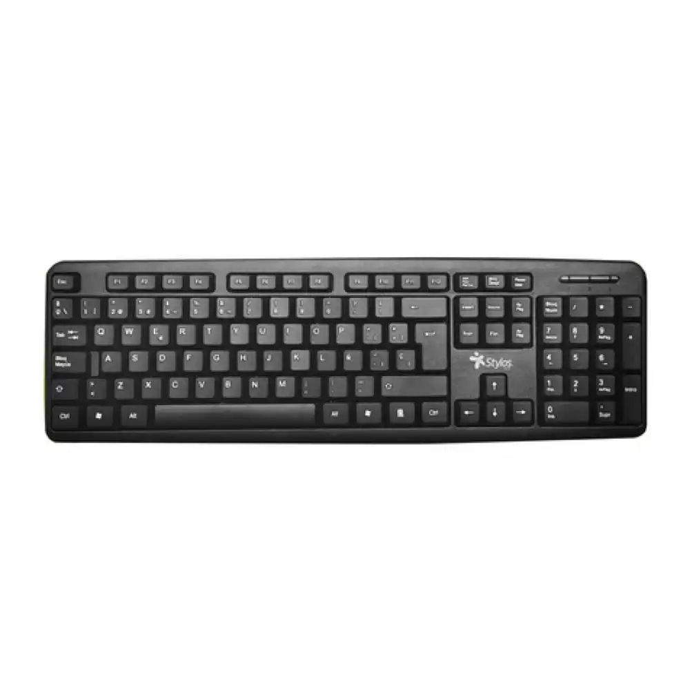 Teclado Alambrico Stylos Stptec5b Espanol, Conexion Usb, Cable De 100cm, Color Negro