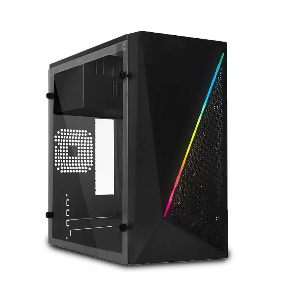 Gabinete Acteck Kioto Gc460, Micro Torre, Fuente 500w, RGB, Micro Atx, Mini Itx, Ventana De Acrilico, Negro, Ac-933070