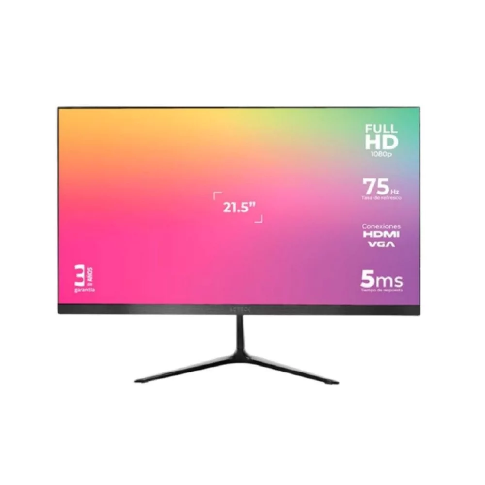 Monitor Acteck 21.5 Pulgadas, Full HD, 8ms, 75 Hz, HDMI, VGA, Negro