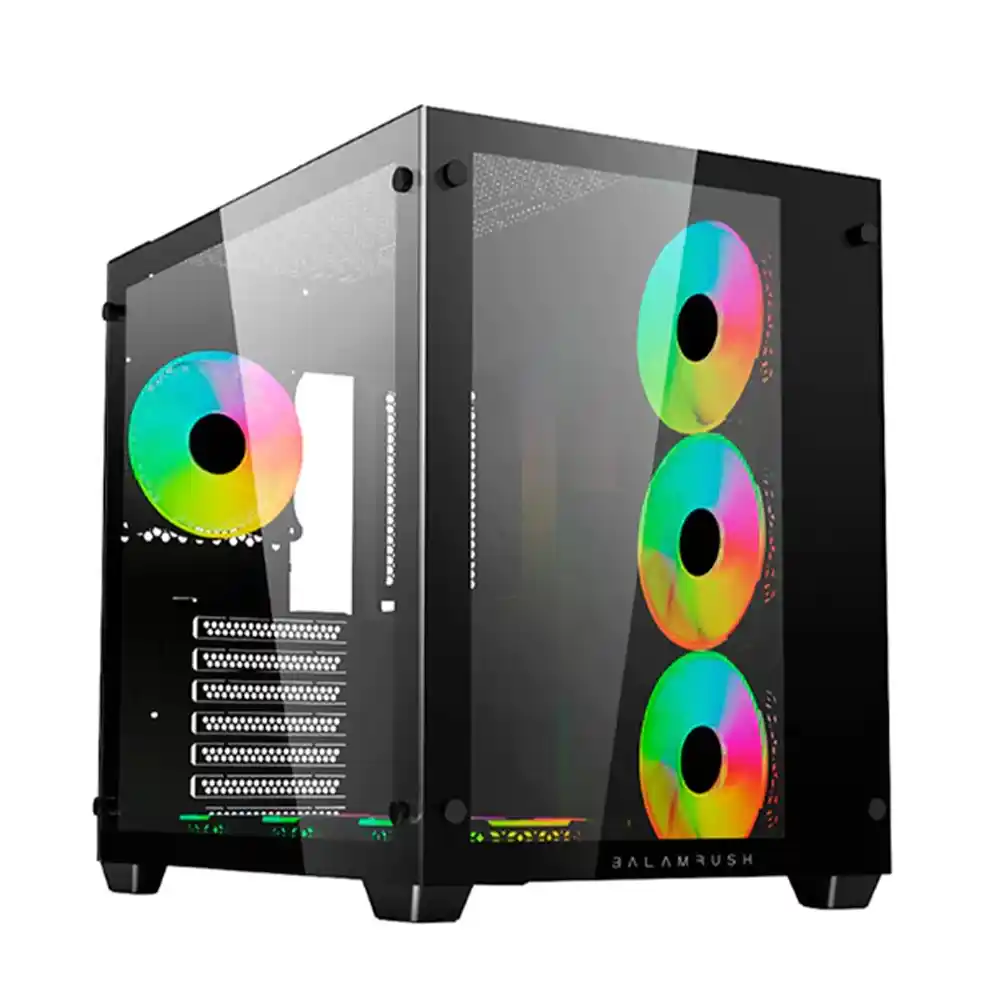 Gabinete Balam Rush Tank Pro Gm930 Negro Midi Tower, Atx, Micro Atx, Mini-Itx, Ventana Lateral Si, RGB, Sin Fuente, Ventiladores Frontales 2x 120mm, 1 USB 2.0