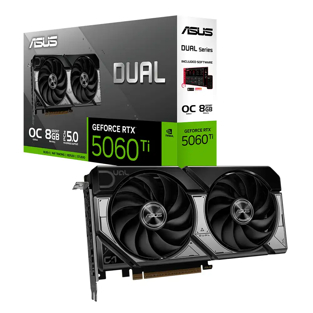 Tarjeta De Video Asus Nvidia Geforce Rtx 5060 Ti Dual Oc, 8gb, 128-Bit, Gddr7, PCI Express 5.0, 1x HDMI, 3x Dp