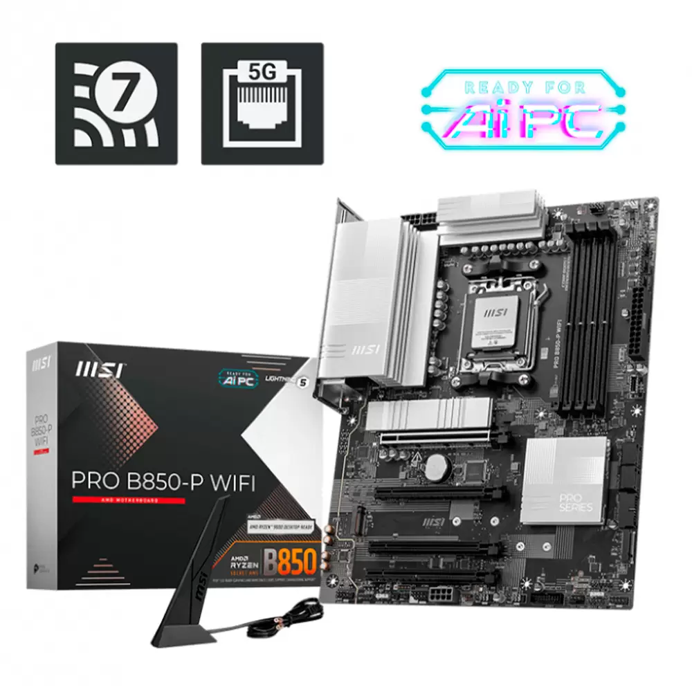 Motherboard Msi (PRO B850-P WIFI) Socket Am5, 4*ddr5 8200 Mhz, HDMI, 3*m.2, Atx