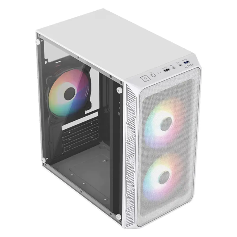 Gabinete Acteck (AC-939256) Doom Pro Mesh Gi730m, Micro Atx, 1*usb 3.0, Frente Malla, 3 Fan RGB, Blanco