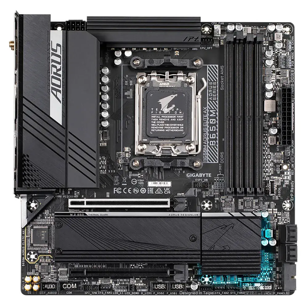 Motherboard Gigabyte (B650M AORUS ELITE AX) Socketam5, 4*ddr5, M.2, Dp, HDMI, Micro Atx Wifi6