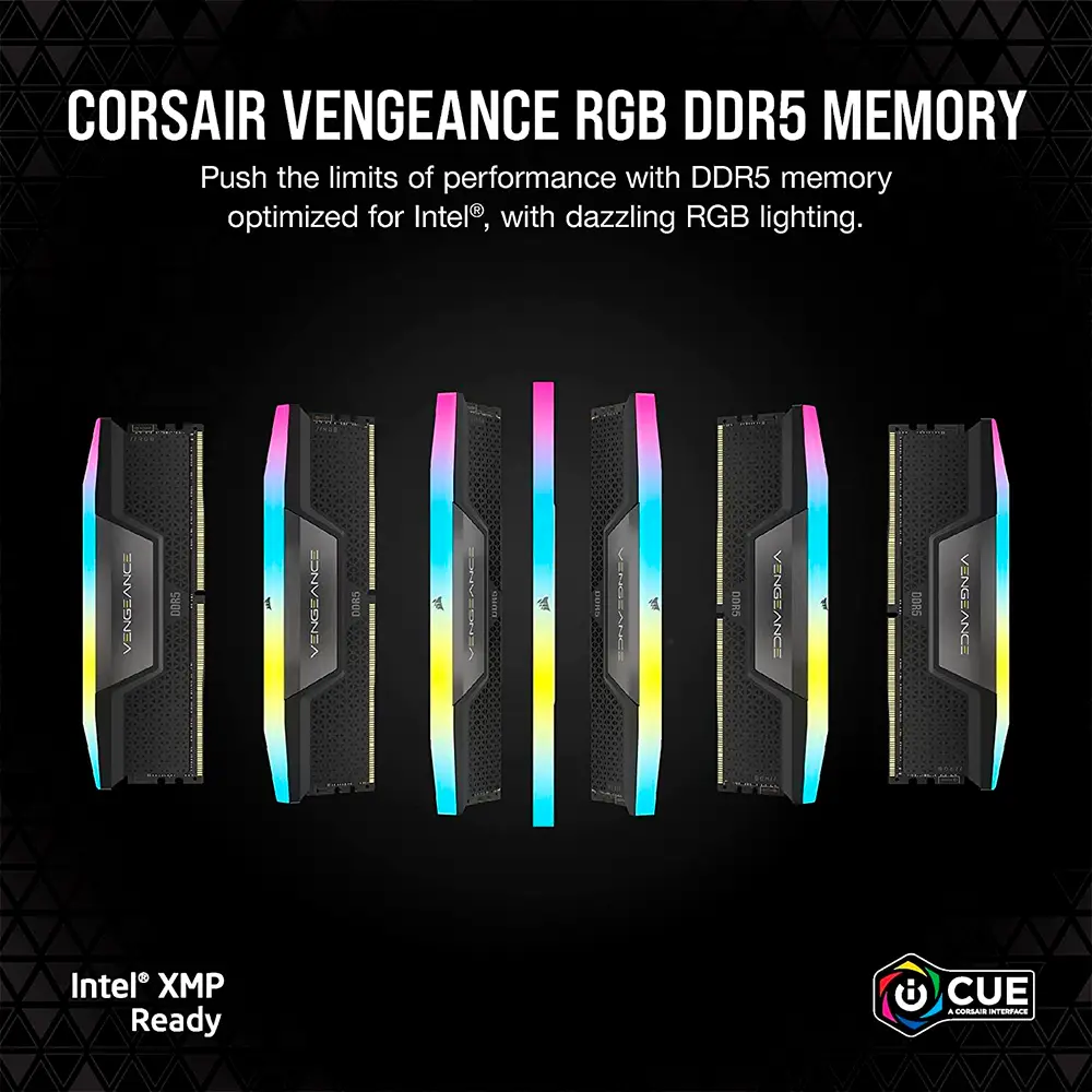 Memoria Dimm Drr5 Corsair (CMH48GX5M2E6000C36) 48gb 6000 Tm/s (2x24gb) Vengeance RGB, 1.4v Negra.