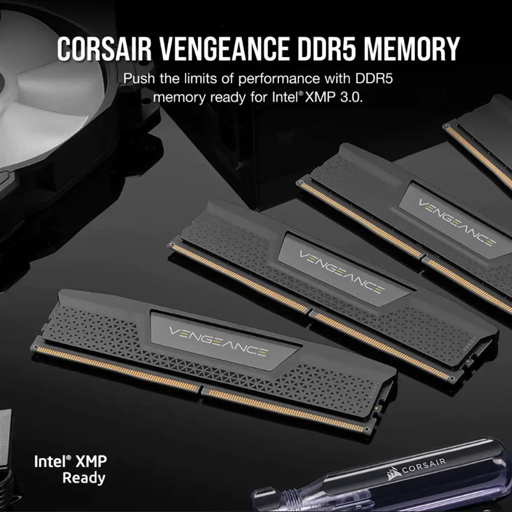 Memoria Dimm DDR5 Corsair (CMK32GX5M2B6400C32) 32gb 6400mhz (2x16gb) Vengeance, Negro Cl32-84