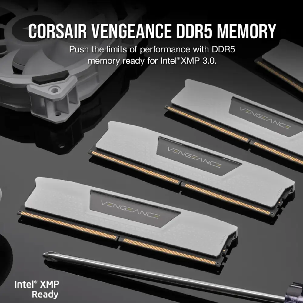 Memoria Dimm DDR5 Corsair (CMK32GX5M2B6400C32W) 32gb 6400mhz (2x16gb) Vengeance, Blanco Cl32-84