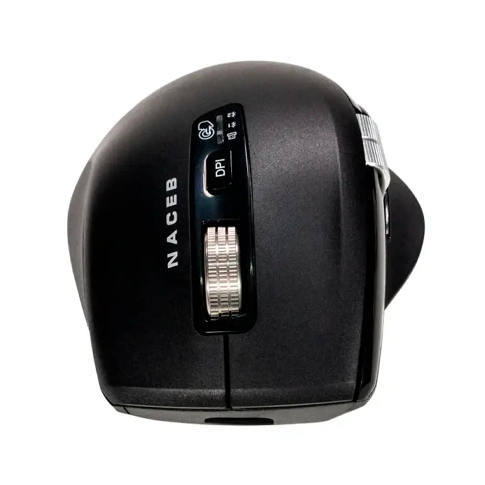 Mouse Inalambrico Naceb (NA-0133) Doble Scroll, USB, Bluetooth, 3200dpi, 5*botones+rueda, Negro