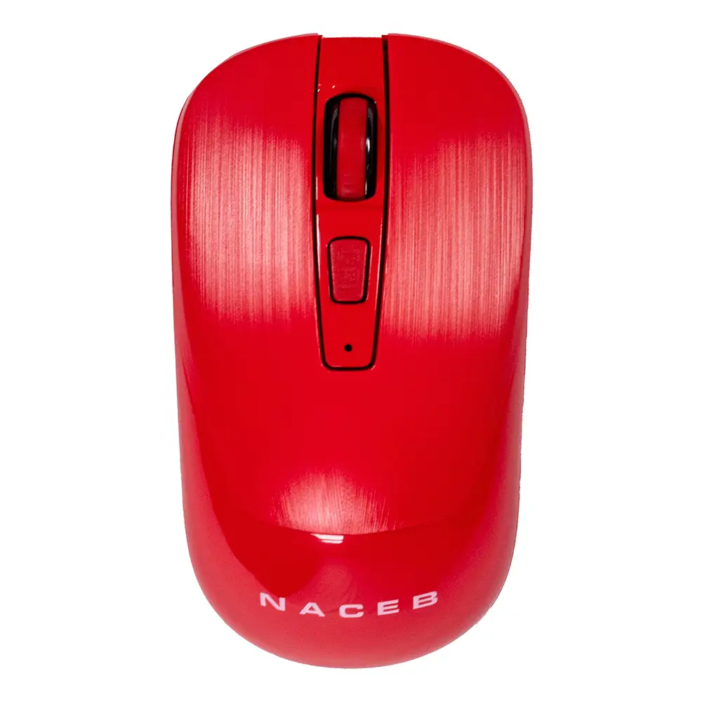 Mouse Inalambrico Naceb (NA-0137R) USB 2.4, 1600dpi, 3*botones+rueda, Rojo